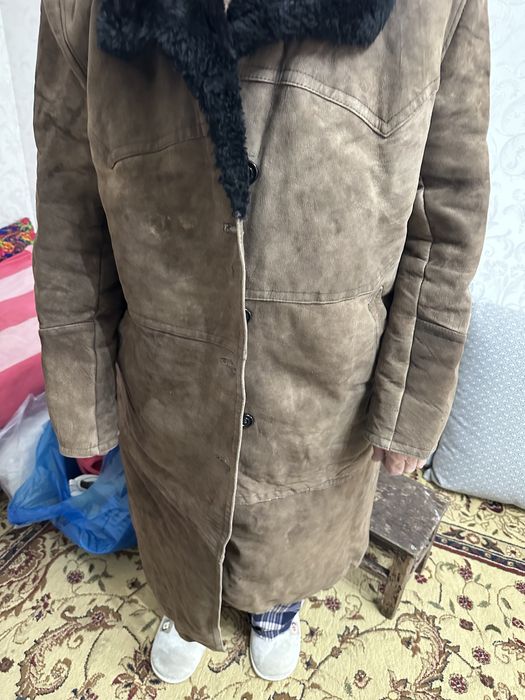 Дубленка из овечей шкуры, натуральный цвет, шоколад