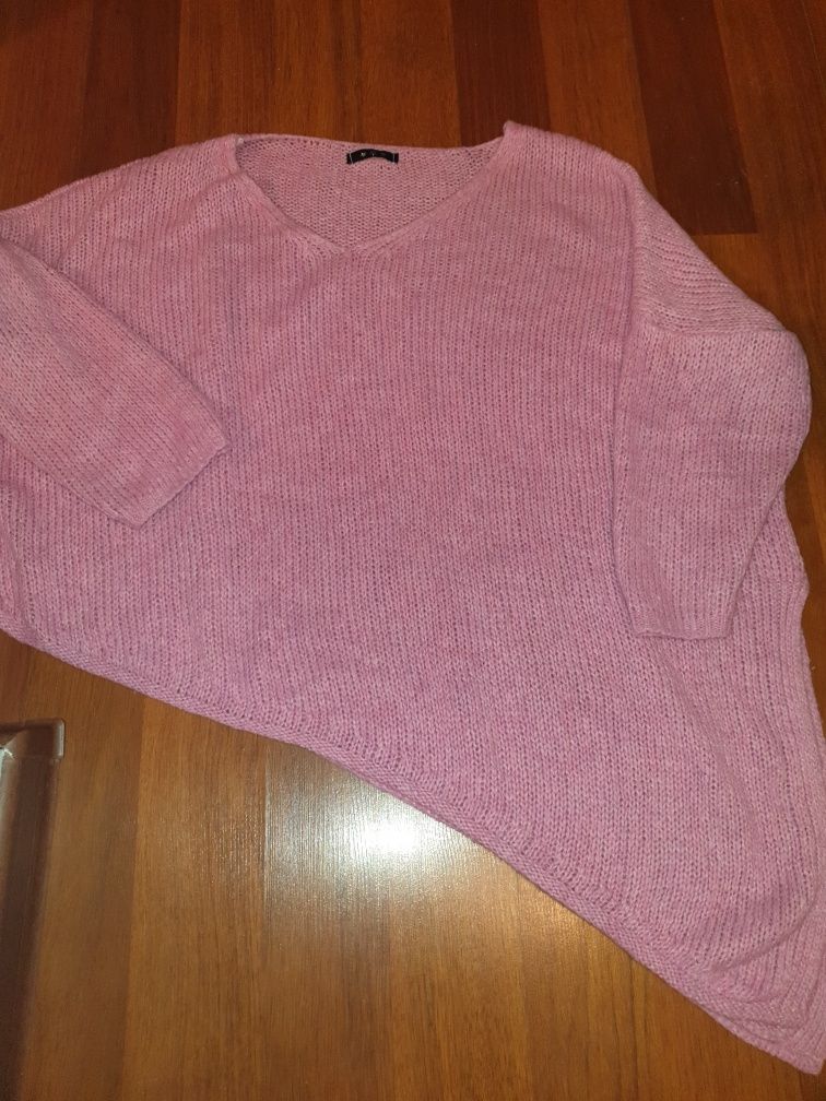 Vand pulover roz fondant asimetric si sacouri  subțiri