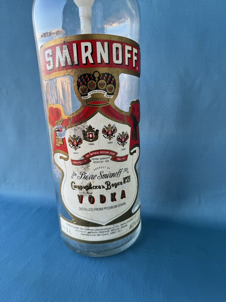 ПРАЗНА Бутилка от водка SMIRNOFF 3l с помпа , Vodka Smirnoff