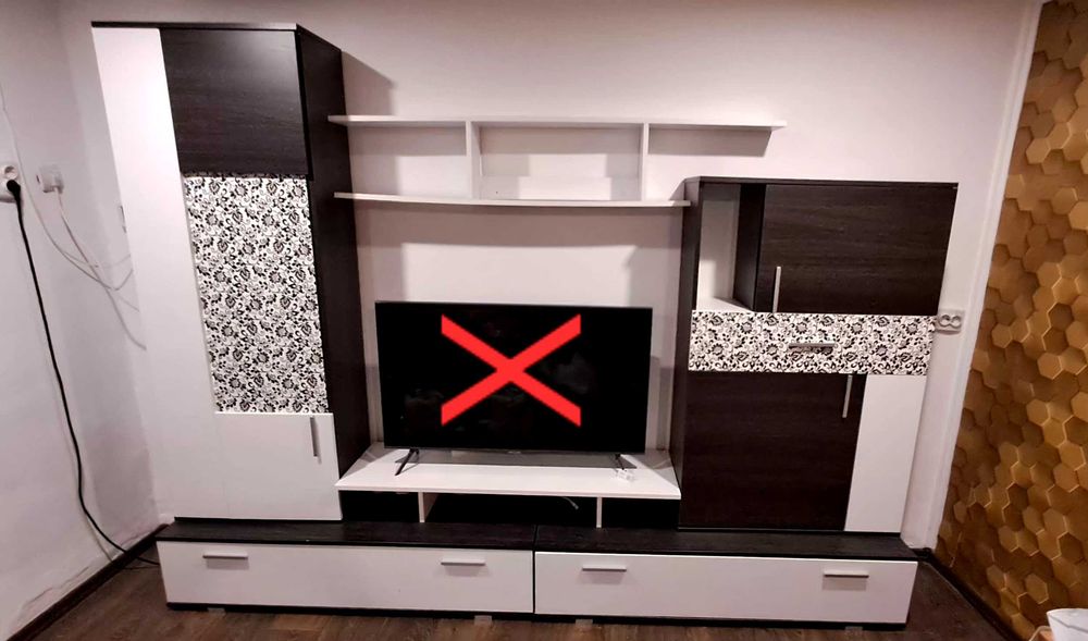 Mobila living alb-negru