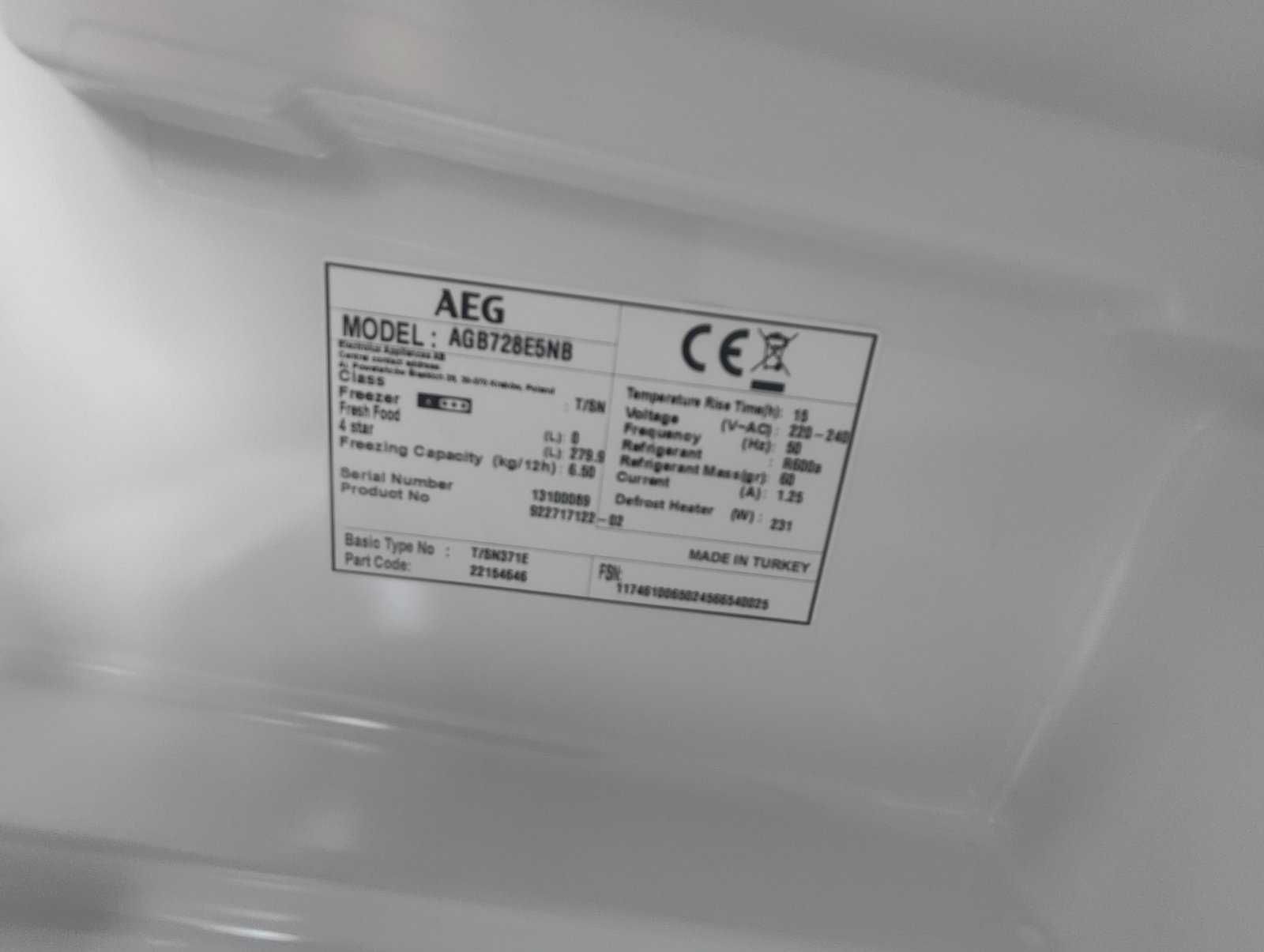 Фризер AEG NoFrost 280литра (клас Е) с Гаранция !