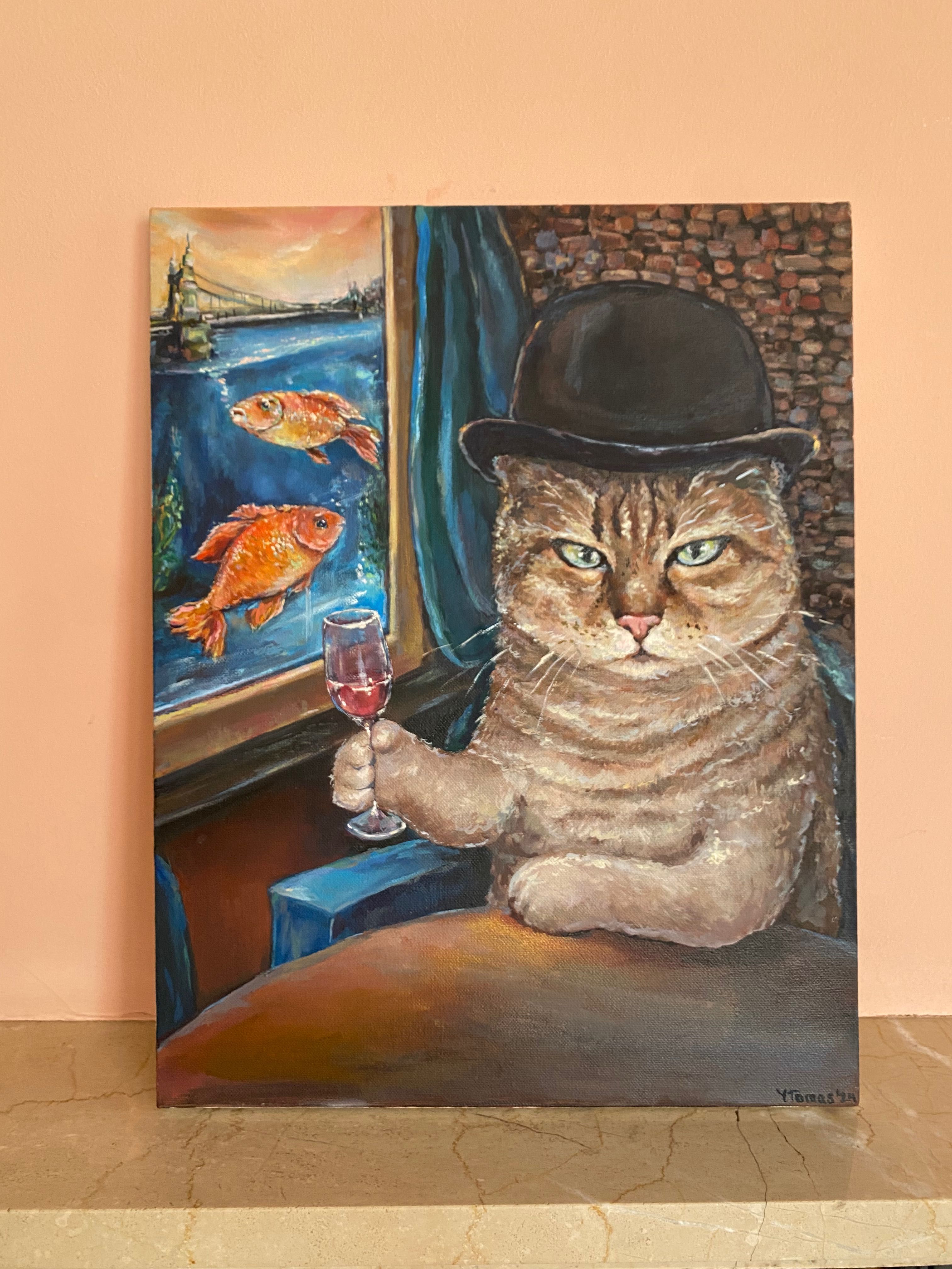 Котката авторска картина с масляни бои
