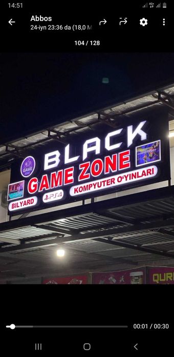 Yonadigan logotiple Bilyardxona kampyuterxona reklamasi