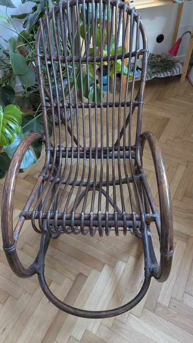 Șezlong din răchită împletită vintage