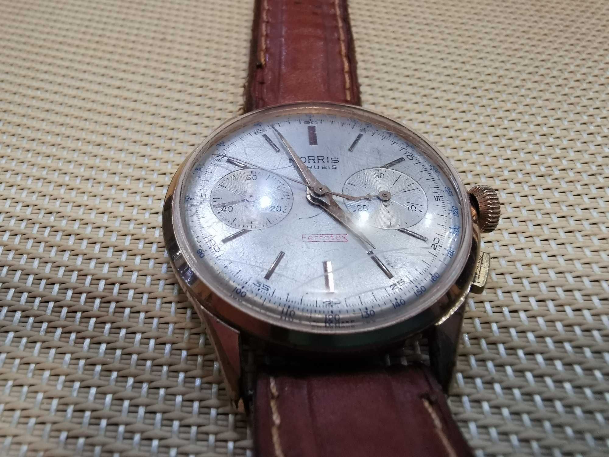 Рядък позлатен Morris ferrotex  Chronographe