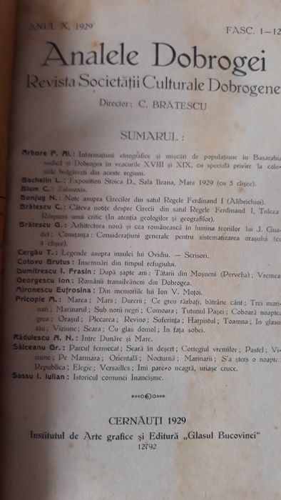 Analele Dobrogei 1929