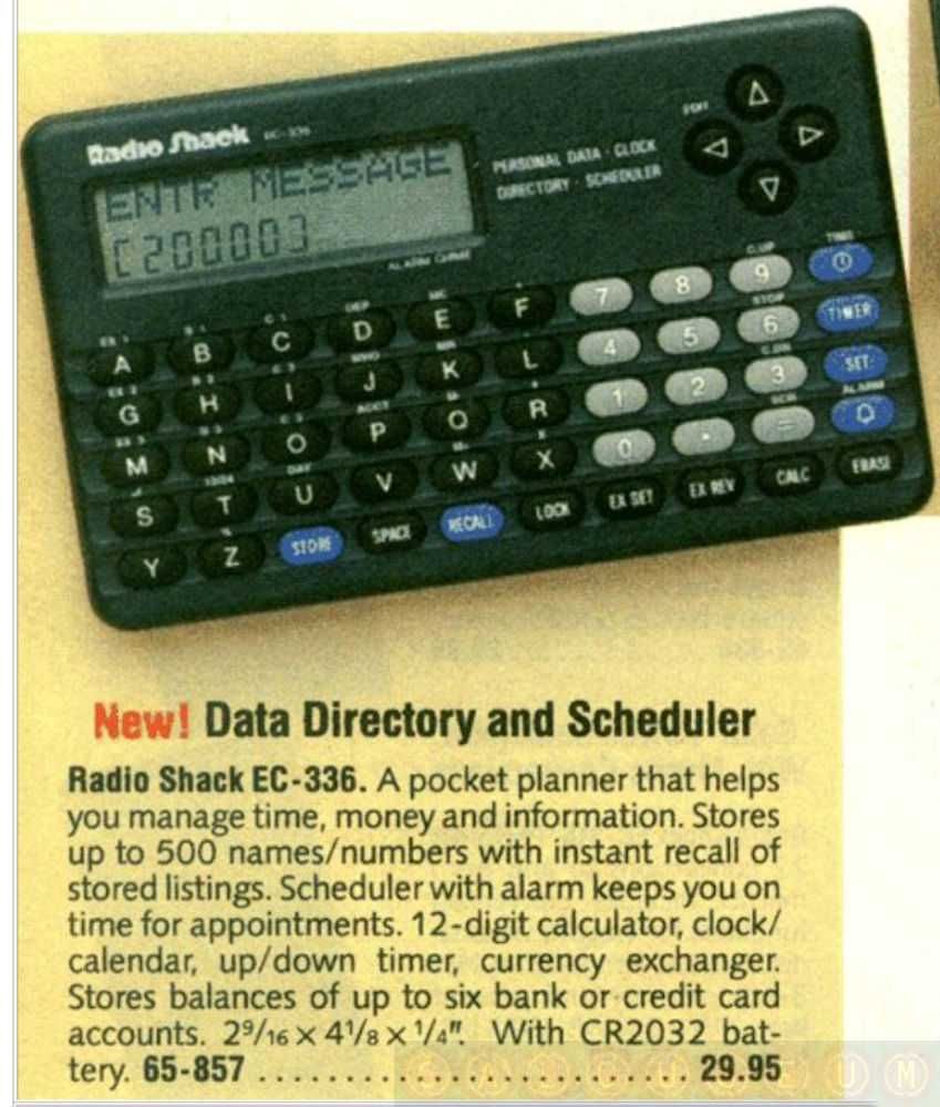 Органайзер - Data Directory and Scheduler Radio Shack EC-336