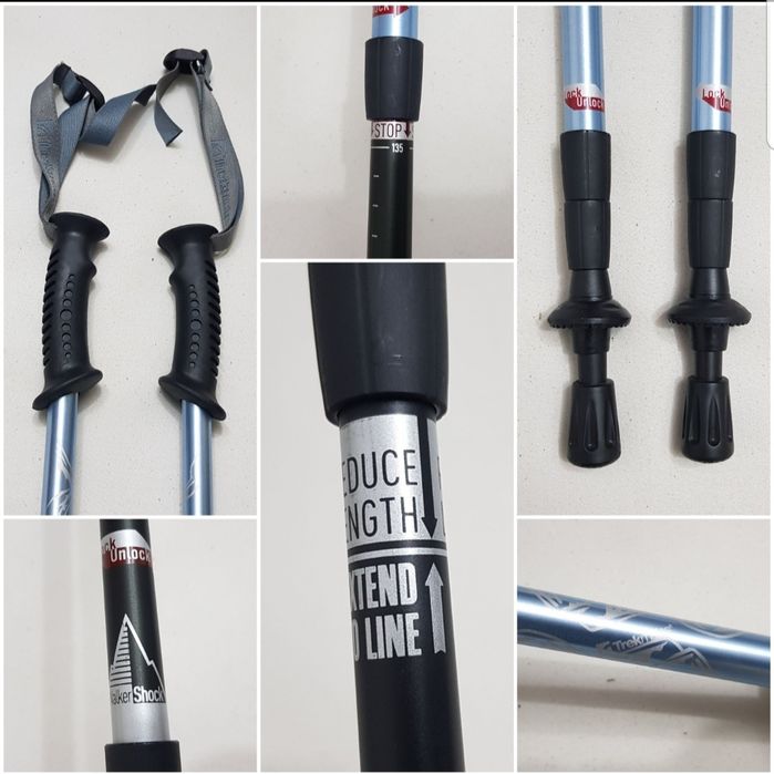 Bețe de trekking noi, telescopice TREKMATES Walker Shock, max 135 cm.