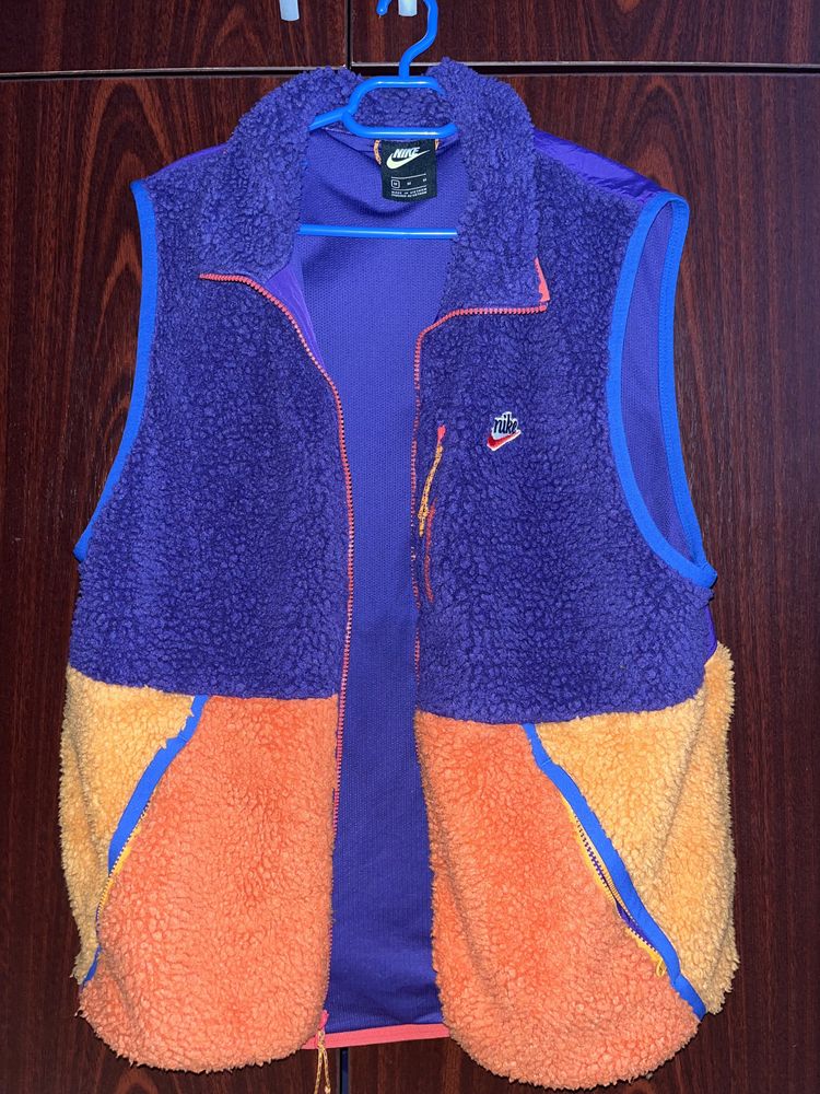 vesta nike sherpa fleece gilet purple orange