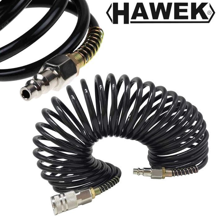Полиуретан Спирален Маркуч за въздух бързи връзки HAWEK 10м.15м.20м.