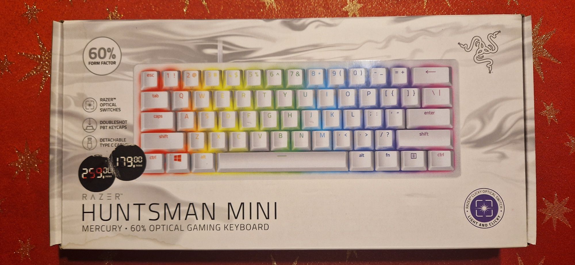Механична клавиатура Razer - Huntsman Mini, Optical Purple, Mercury