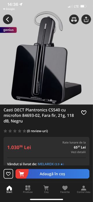 Casca bluetooth Plantronics C054A ,nou !!!