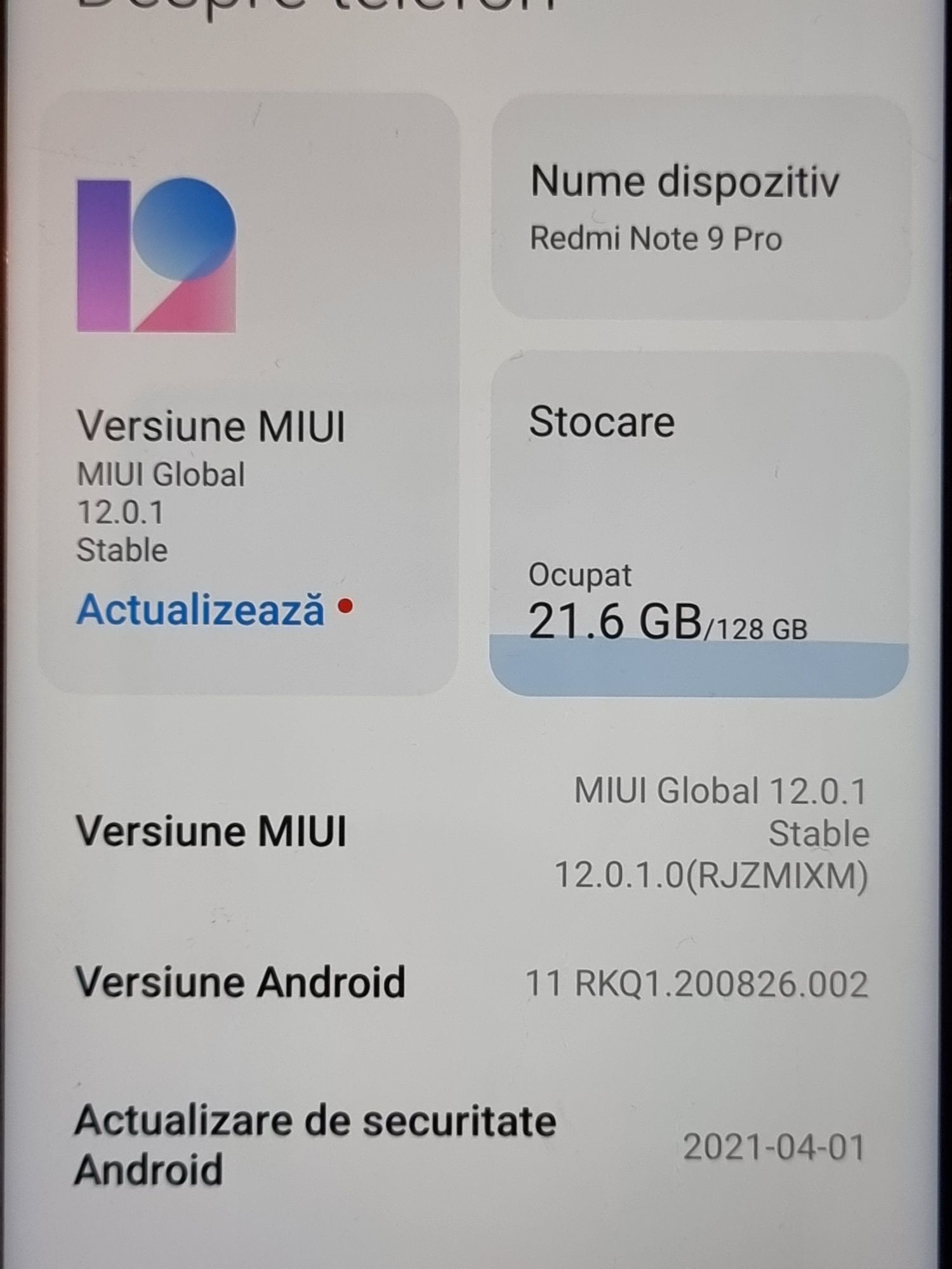 Xiaomi Redmi Note 9 Pro 128Gb, Liber de rețea. Pret 600 bucata.