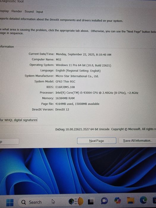 Laptop MSI MS16R3