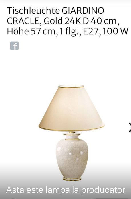 Vand lampa de masa, ceramica si abajur matase