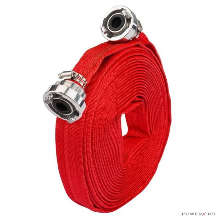 Furtun apa tip pompieri 1"20 metri, 8 bari, cu cuple, Red Technic