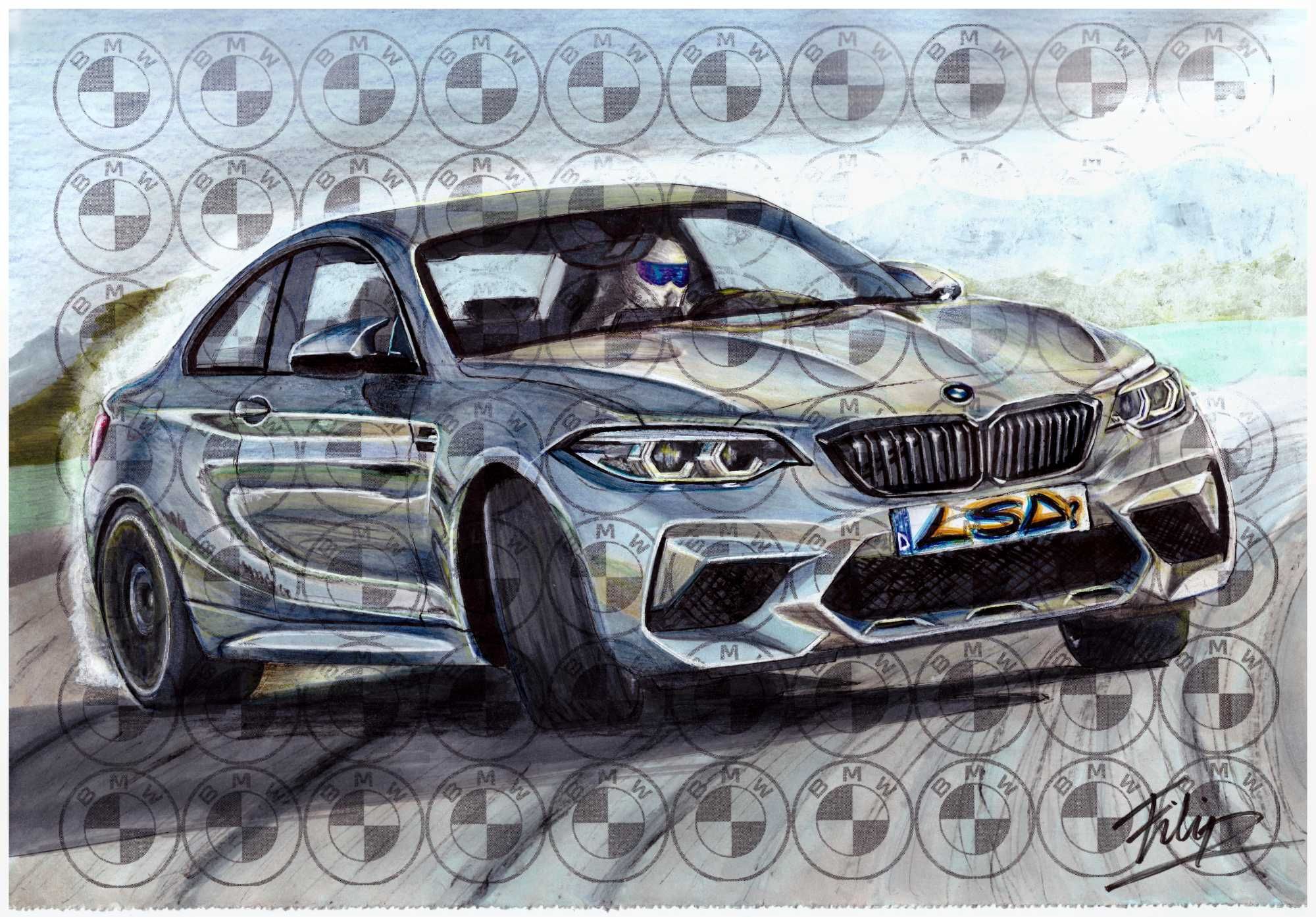 Desen/Tablou BMW M2 Competition F87, Dimensiune A4
