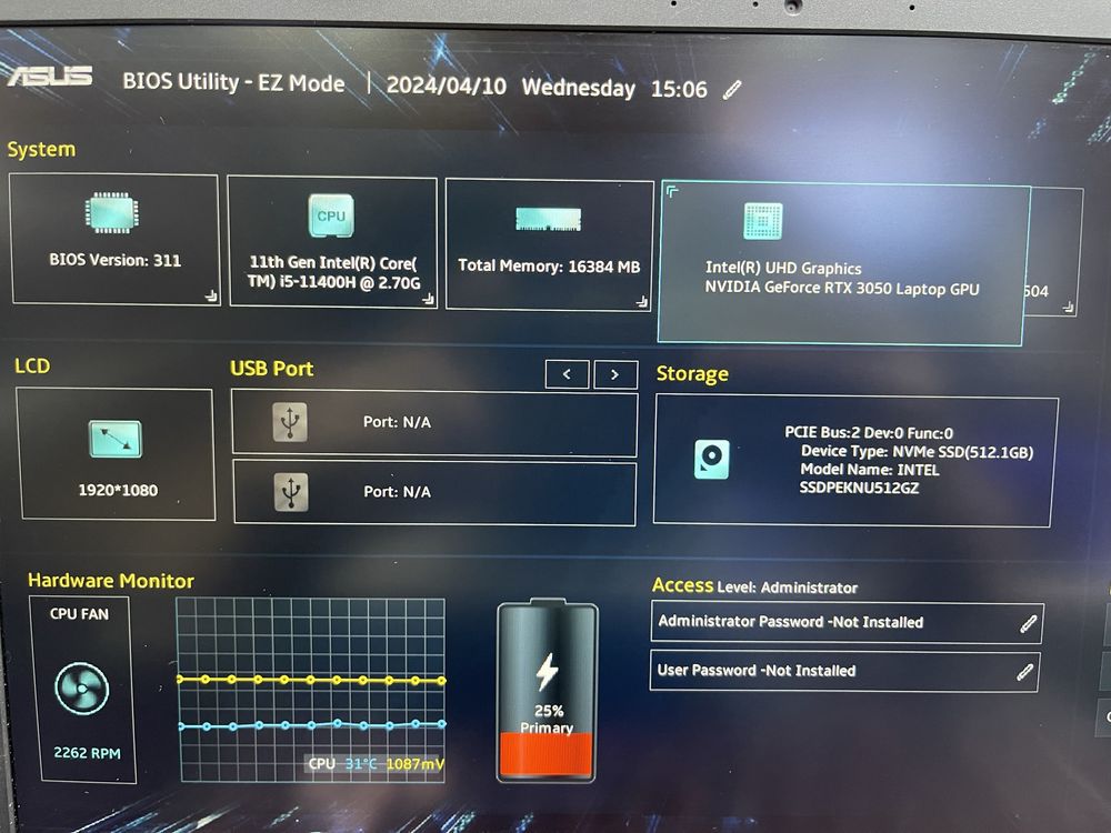 Игровой Ноутбук Asus Tuf Gaming F15-Core i5-11/Ram-16GB/SSD512/RTX3050