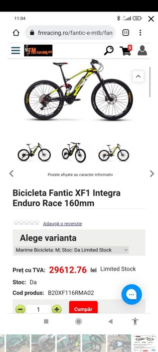 MTB Electric Fantic Integra XF1 160R, cu acte, pachet complet magazin