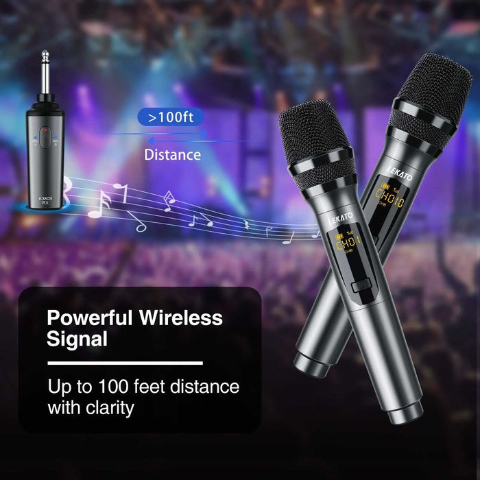 Професионални микрофони LEKATO K380S 2.4G безжичен комплект