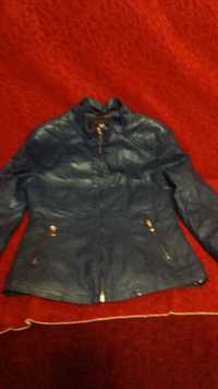 Кожиный курткача размер 46  L ка темный синий хеч кандай айби йук