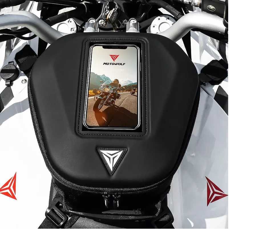 Geanta rezervor moto Motowolf impermeabila buzunar transparent telefon