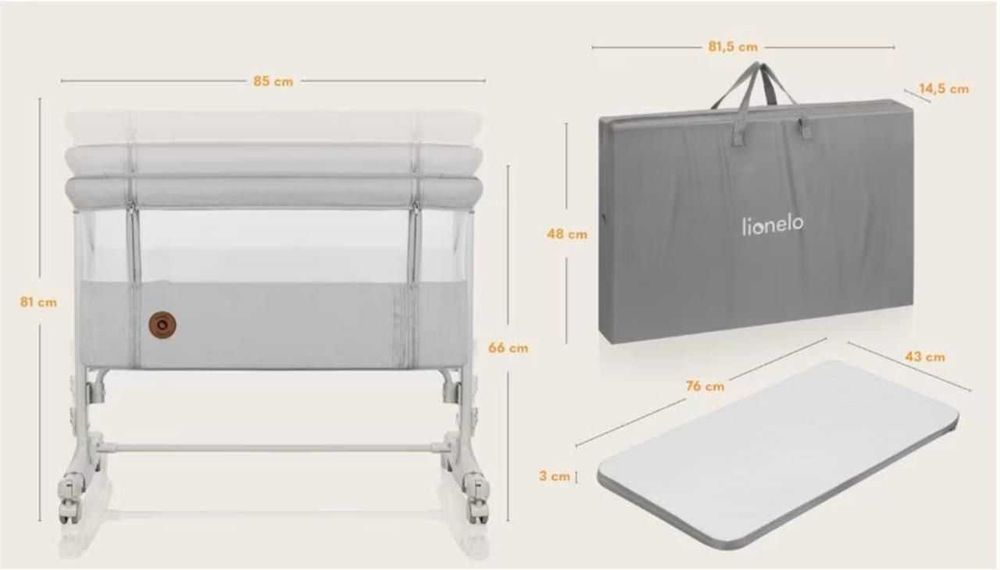 Co-sleeper Lionelo Aurora si 2 huse cadou