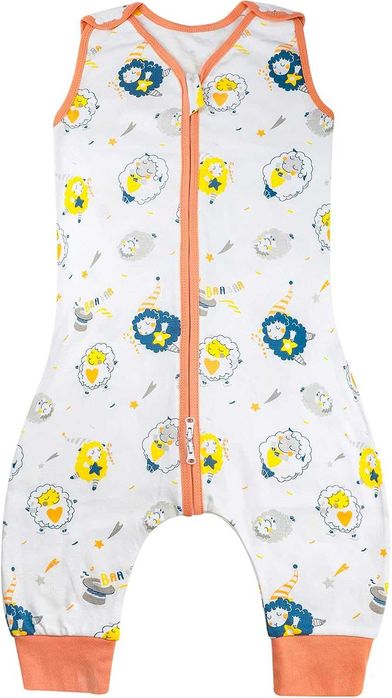 Sac de dormit copii, 3-5 ani, bumbac 100%, alb si portocaliu