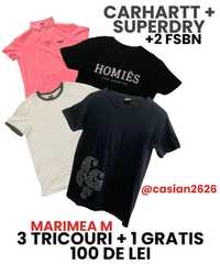 3 tricouri + 1 gratis (carhartt, superdry) marimea M