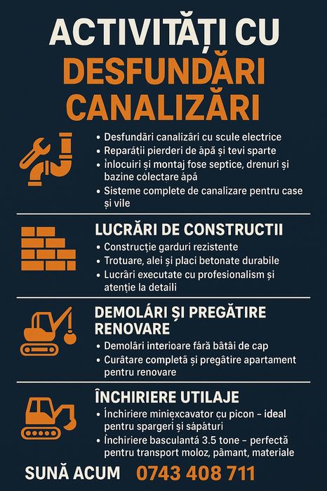 Canalizari ,fose septice ,desfundari canalizari