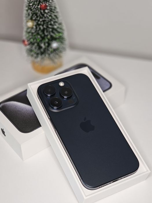 iPhone 15 Pro blue titanium 94% full box impecabil