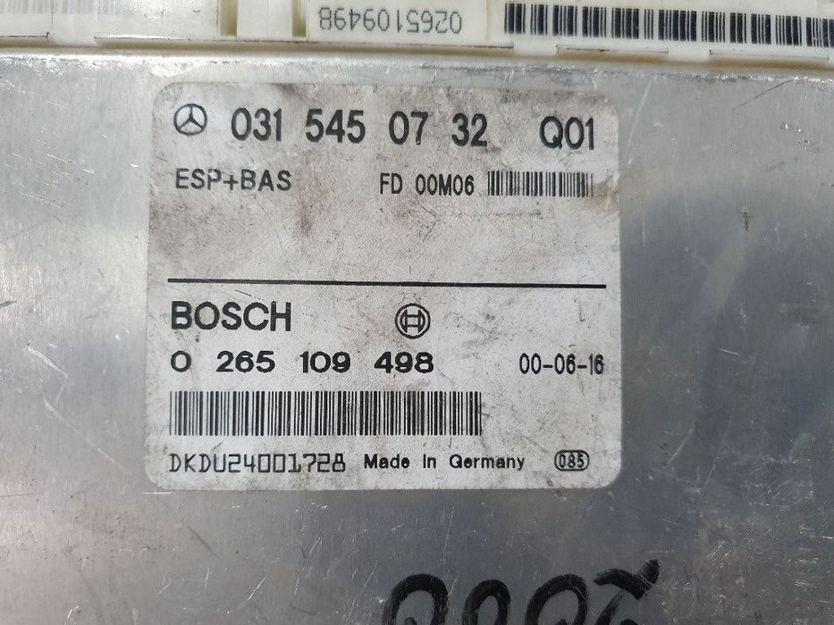 Calculator ESP + BAS  MERCEDES-BENZ E-CLASS VF210 1996 - 2003 2.7 E 270 CDI OM 612.961 BOSCH 0265109498  0315450732