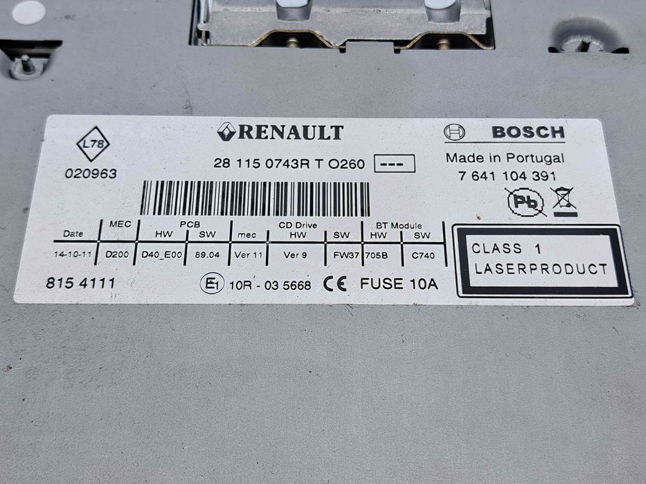 Radio CD Renault Scenic 3 [Fabr 2009-2015] 281150743R