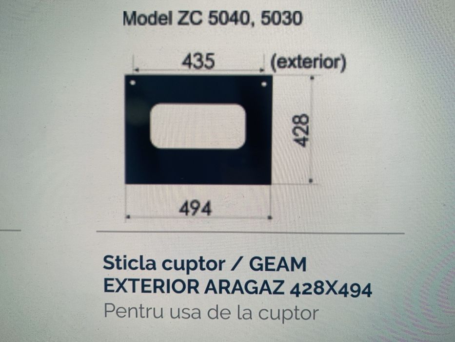 Geam sticla termic aragaz metalica zanussi cuptor interior exterior