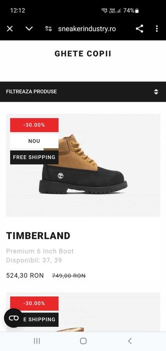 Timberland Premium 6 in Waterproof masura 38 originali noi in cutie