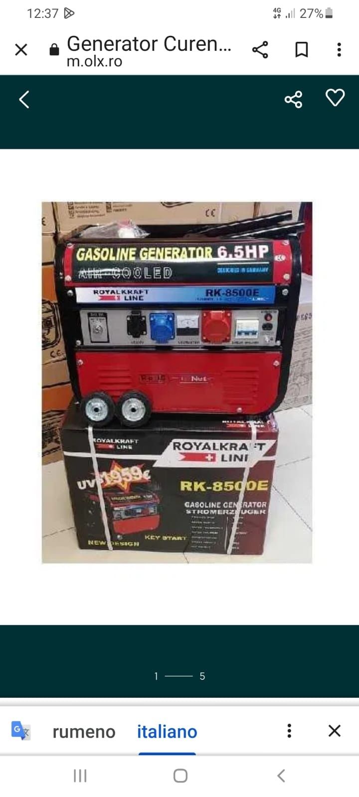Generator curent pe benzina