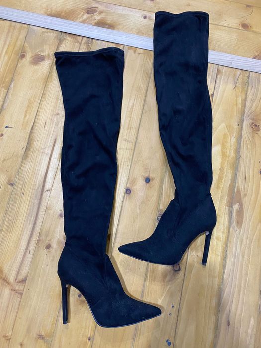 Ботуши до над коляното H&M от мека, подобна на велур материя