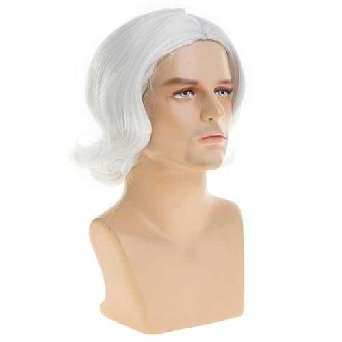 Нова Бяла мъжка перука с вълниста коса cosplay парти Хелоуин карнавал