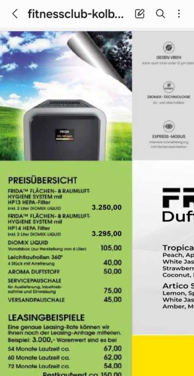 FRIDA purificator aer profesional Germania,alergii,omoara virusi