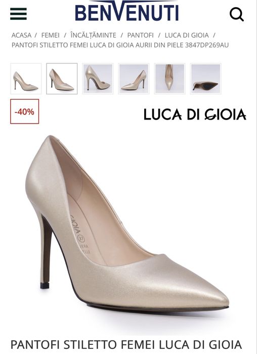 Pantofi aurii din piele Luca Di Gioia