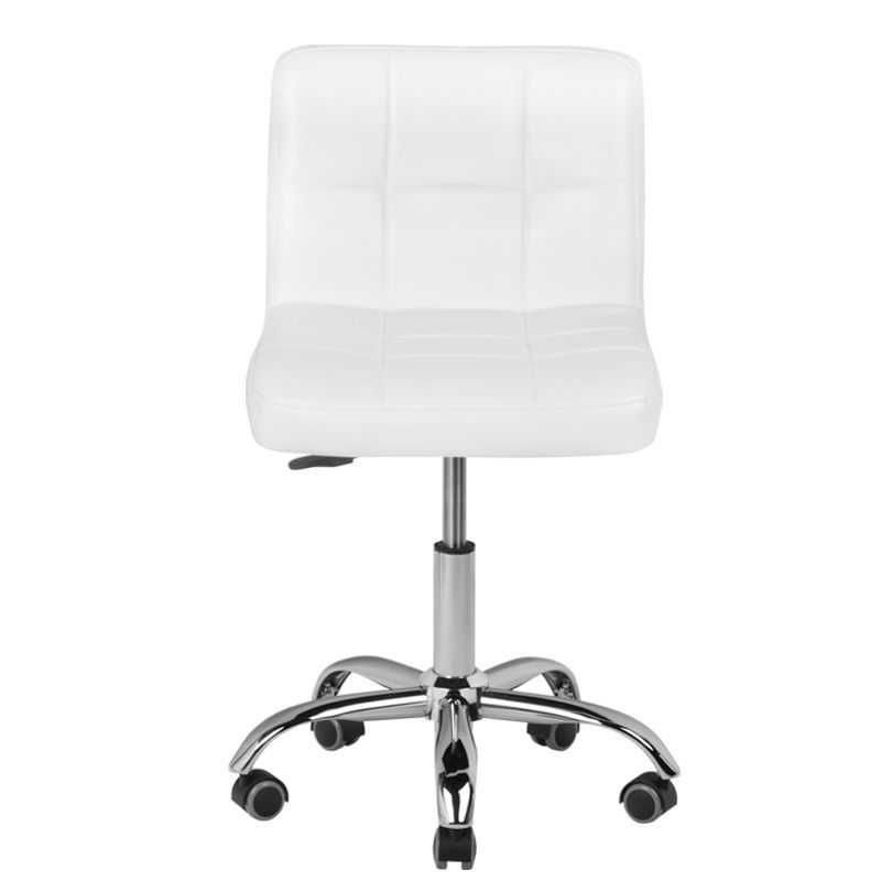 Козметичен стол - табуретка с облегалка A-5299 - бял / черен 48/61 см