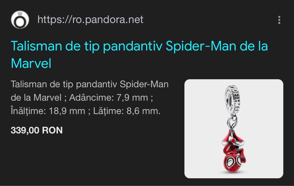 Bratara pandora spider man