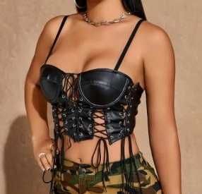 Секси кожено бюстие с връзки ки