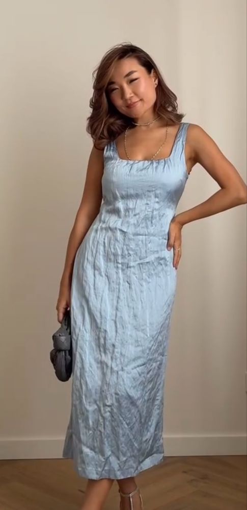 Rochie eleganta Zara, bleu, satin , XS