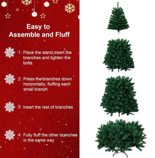 Brad artificial Leadyeah 180 cm, Verde, Crengi Dese, Suport Metalic