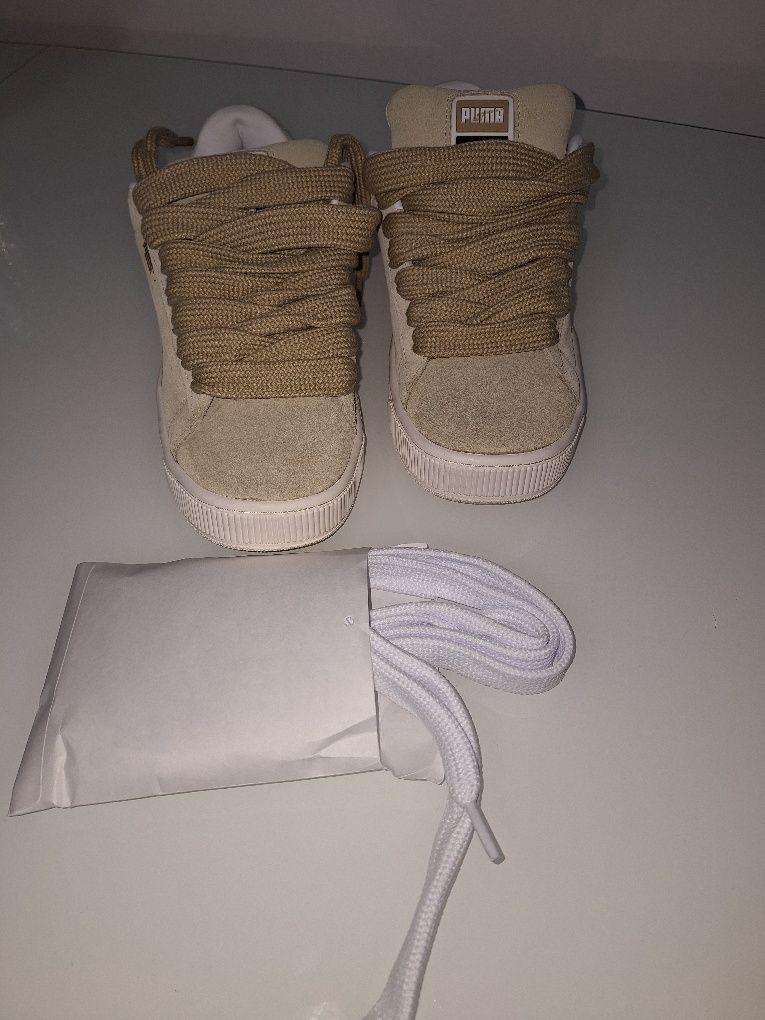 Puma, Pantofi sport din piele intoarsa cu insertii de piele, Bej