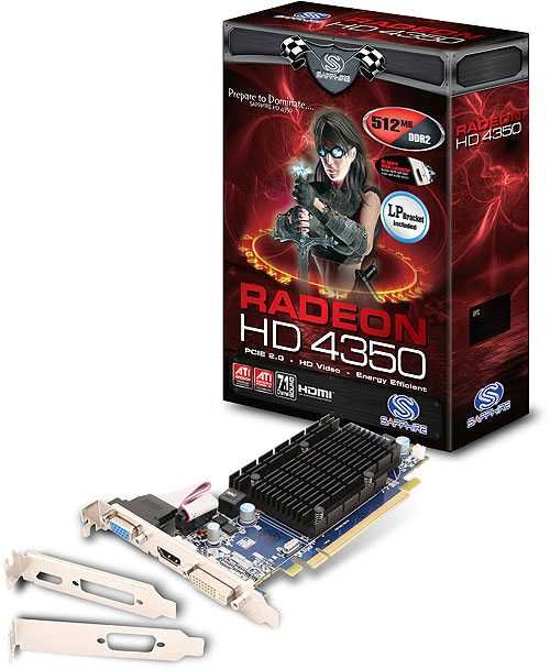 Видеокарта AMD Radeon Sapphire HD4350 512MB DDR2 DVI HDMI VGA