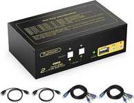 HDMI KVM Switch 2 Port Dual Monitor Display 4K
