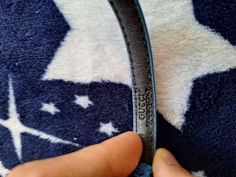 Brățară originală Gucci, din piele naturală albastră texturată