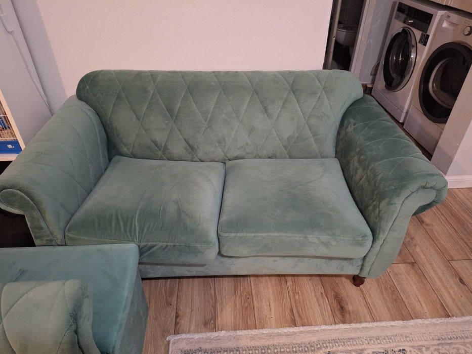 2 canapele fixe,verde eucalipt